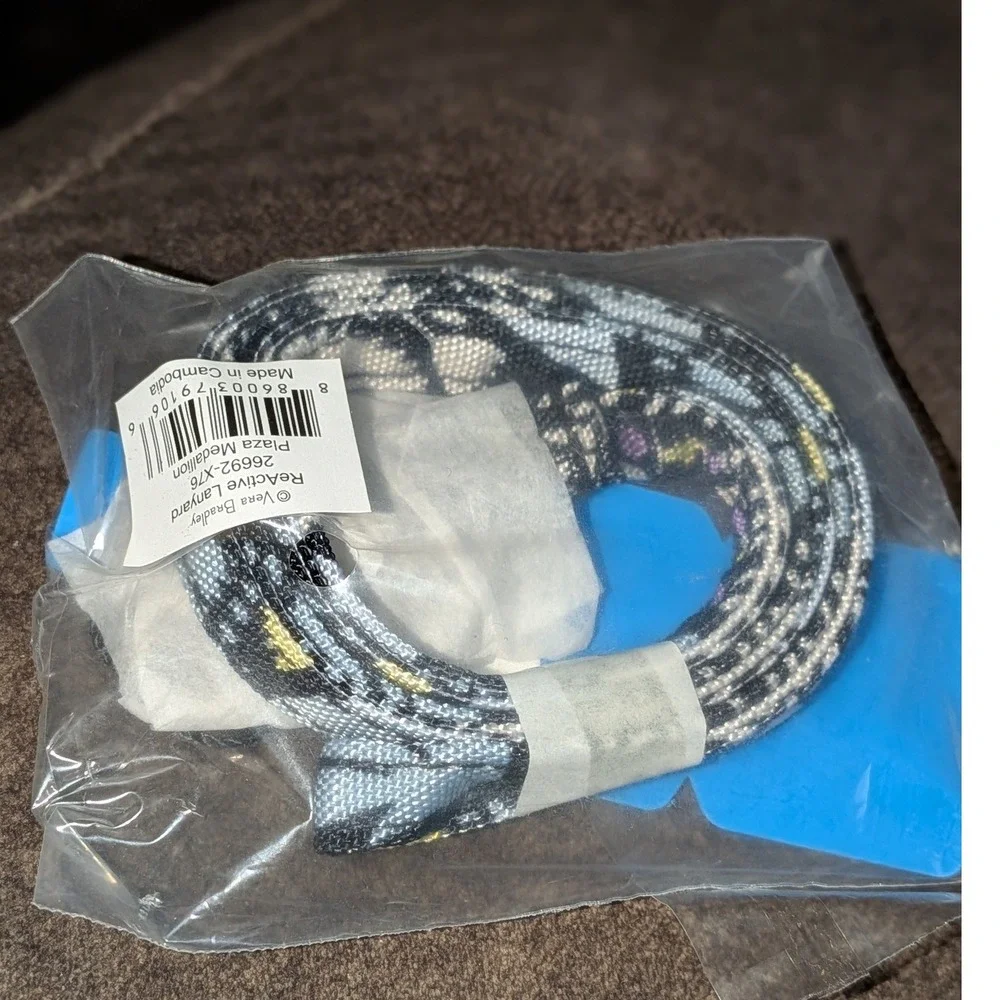 Vera Bradley ReActive Lanyard Plaza Medallion Blue Black 26692-X76 NWT